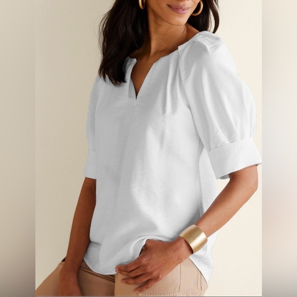 Soft Surroundings Cusco Pullover, PXL, White,Minimalist, Flowy, Classic, Staple